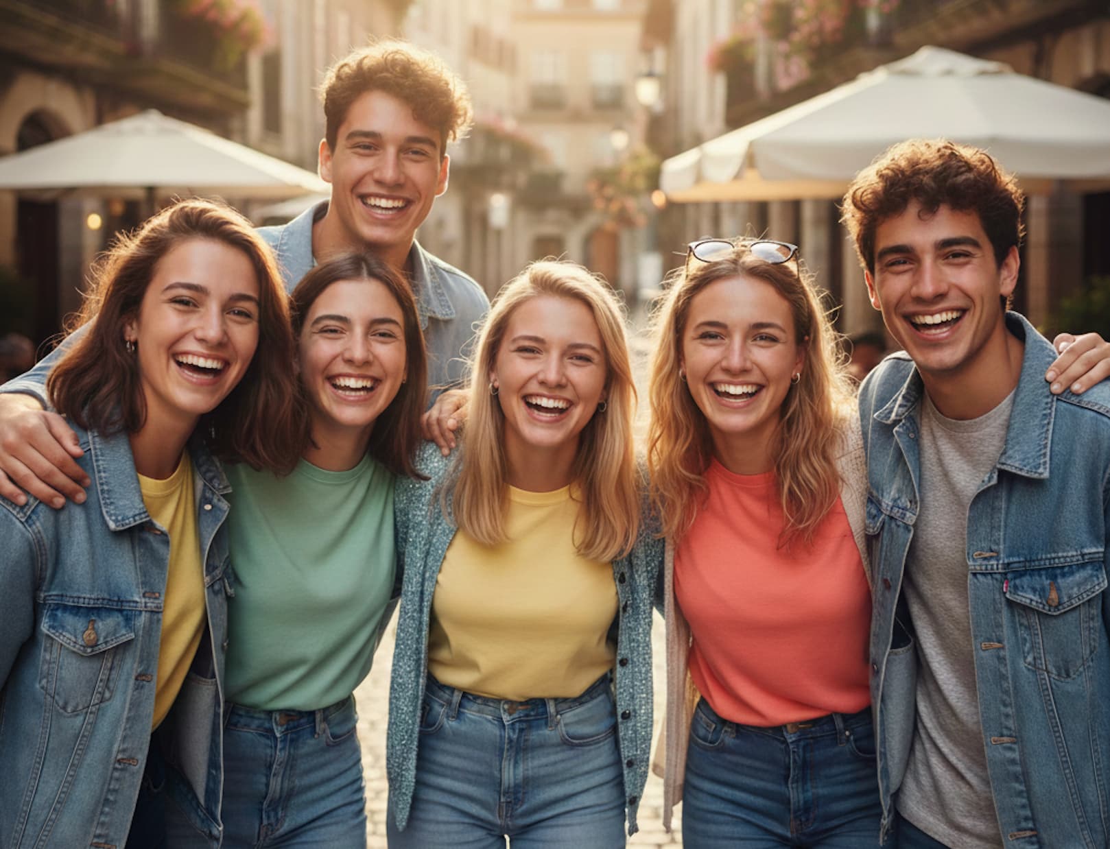 Jeunes souriant ensemble